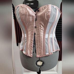 Peach Satin and Mesh vintage inspired corset